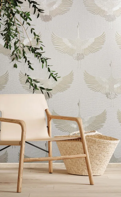 Japandi bird wallpaper